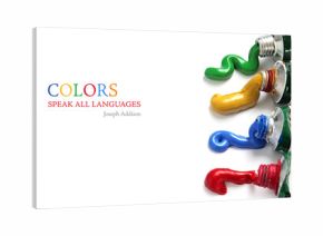 paint colors flowing from the tubes, isolated on white, sample text