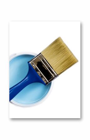 Brush and blue paint jar with