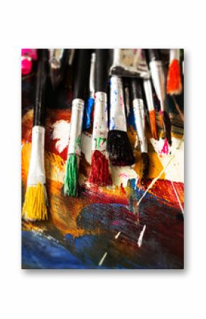 Artist paint brush on painting background