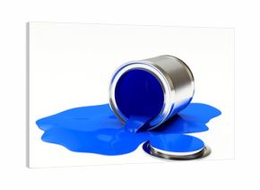 Can spilled blue paint isolated on white background. 3D illustration