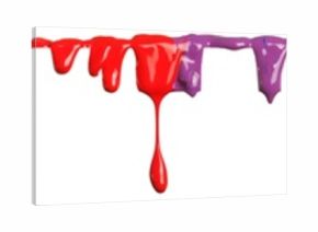 Colorful paint dripping isolated on white