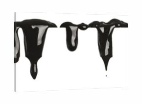 Black paint dripping isolated on white