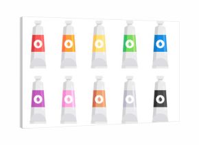 Colored paint tubes isolated on white background. Vector illustration