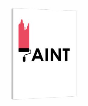 Creative paint logo with text isolated on white.
