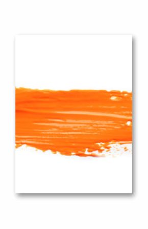 Abstract brushstroke of orange paint isolated on white