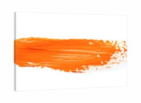 Abstract brushstroke of orange paint isolated on white
