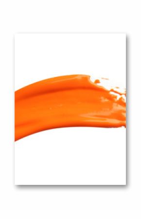 Abstract brushstroke of orange paint isolated on white