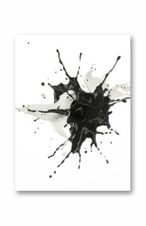 White and black paint splash explosion, splashing against each other.