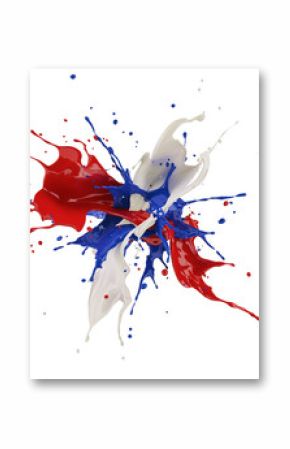 Red, white and blue paint splash explosion, against one another.