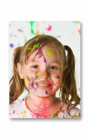 Happy, Messy child with paint on her face