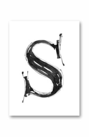 letter S. Alphabet symbol - grunge hand draw paint