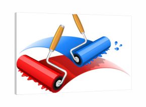 Vector illustration of red and blue paint roller