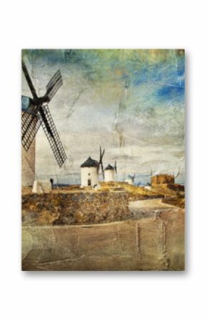 windmills of Spain - picture in painting style