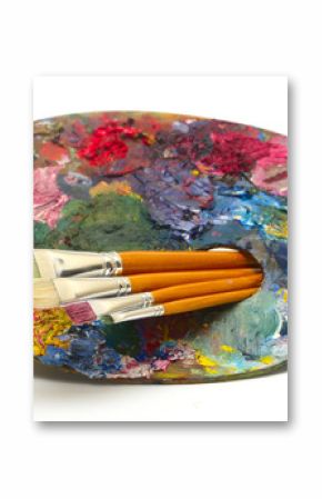 pallette with brushes