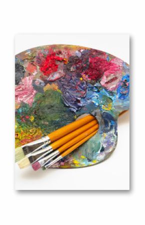 pallette with brushes