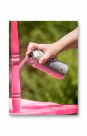 Spray paint an old chair pink