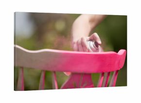 Spray paint an old chair pink
