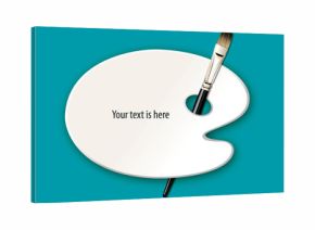 Vector of art palette with paint brush isolated on white backgro