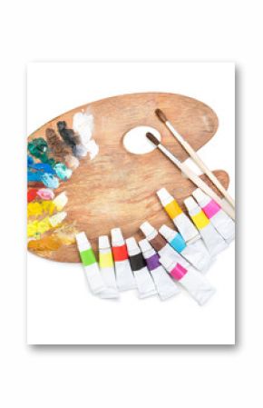 palette with tubes of paint