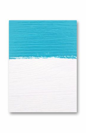 Stripe of teal paint over white wooden background