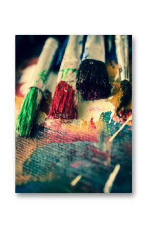 Artist paint brush on painting background