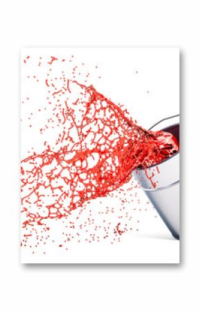 Red paint splashing out of can, 3D rendering