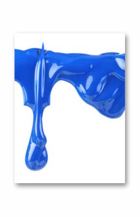 Blue paint dripping isolated on white