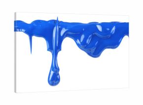 Blue paint dripping isolated on white