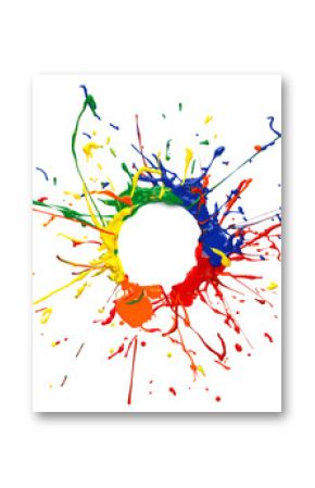 Colorful paint splatter frame on white