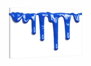 Blue paint dripping isolated on white