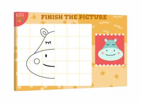 Copy picture vector illustration. Complete and coloring game