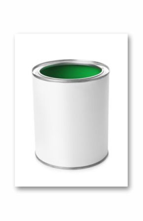 Open paint can on white background. Mockup for design