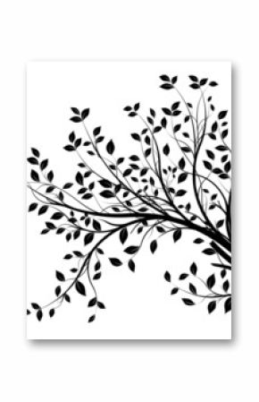 tree branches silhouette isolated white background