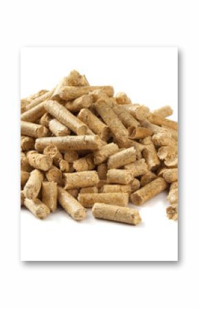 Pile of wood pellets isolated on white
