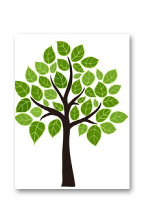 Stylized vector tree with green leafs. Element design