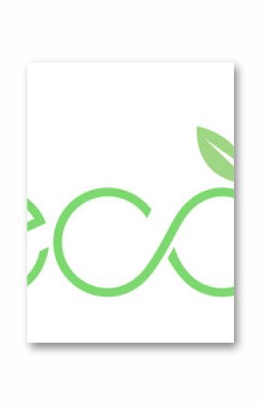 logo eco con foglia e simbolo infinito verde