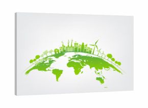 Green city on earth, World environment and sustainable development concept, vector illustration