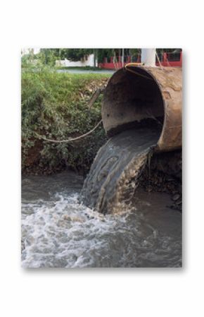 Dirty sewage from the pipe, environmental pollution