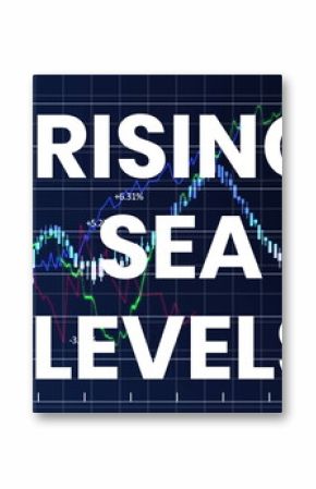 Image of rising sea levels over financial graph