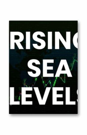 Image of rising sea levels over financial graph