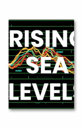 Image of rising sea levels over financial graph