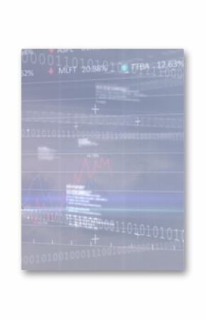 Image of financial data processing over electric windmill