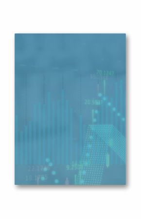 Image of data processing over blue background
