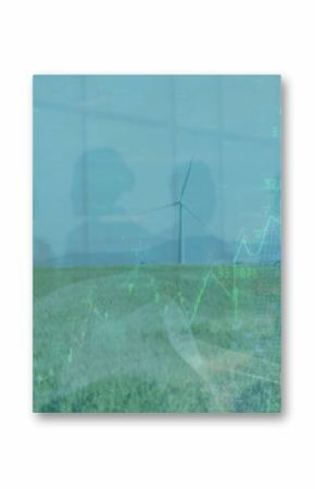 Image of data processing over wind turbine