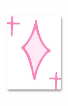 Showing minimal flat pink sparkles glowing on transparent background, diamond and plus shapes