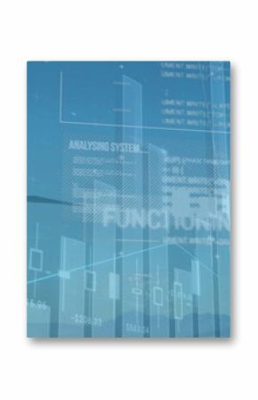 Displaying wind turbine integrating bar charts, line graphs and code snippets on rolling hills