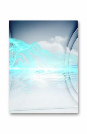 Blue energy design on a futuristic structure