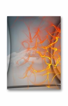Orange energy design on a futuristic structure