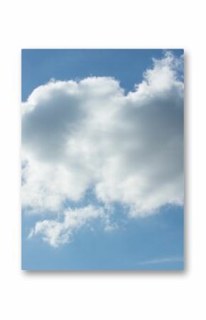 Flat design illustration is showing large fluffy cumulus cloud floating against bright blue sky