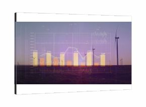 Displaying semi-transparent bar chart with overlaid line graph and numeric data among wind turbines